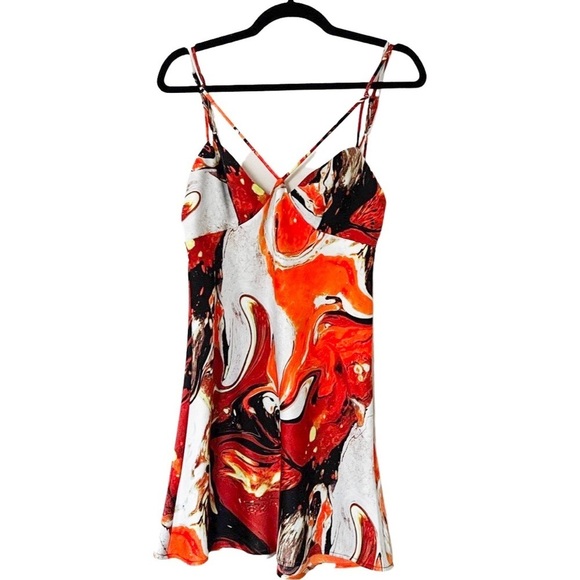 URBAN OUTFITTERS Pretty Please Cut Out Mini Dress Orange Medium - Picture 3 of 6